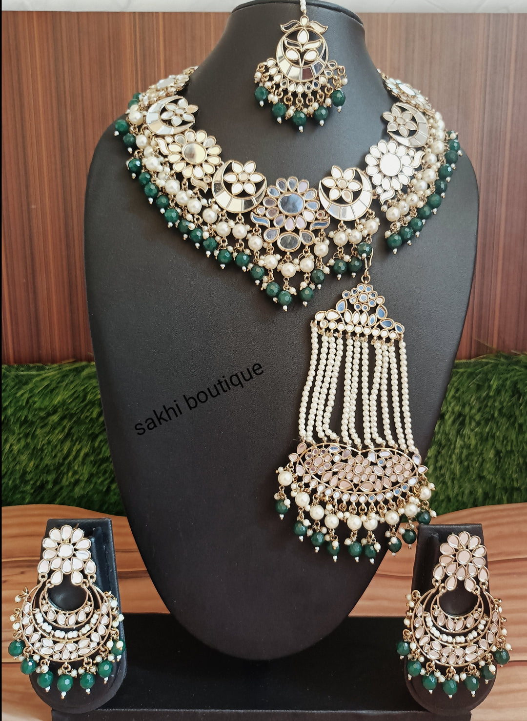 (4-32-NS2) Mirror Statement Combo Necklace