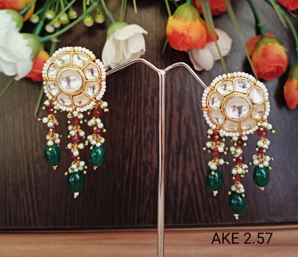 (7-14-ER4) Pachi Kundan Beads Earring