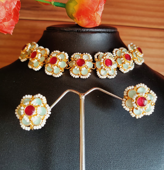 (1-14-NS1) PACHI KUNDAN FLOWER CHOKER