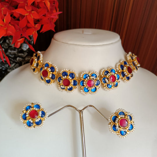 (1-14-NS1) PACHI KUNDAN FLOWER CHOKER