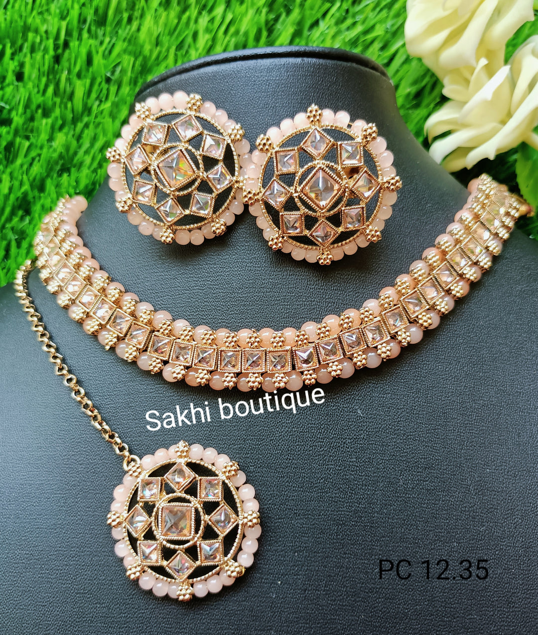 (6-32-NS1) Polki Beads Combo Choker