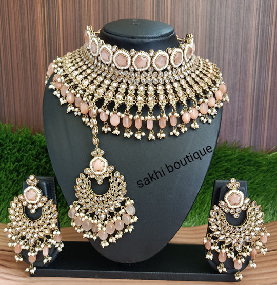 (4-32-NS11) Sabyasachi Inspired Polki Bridal Statement Set