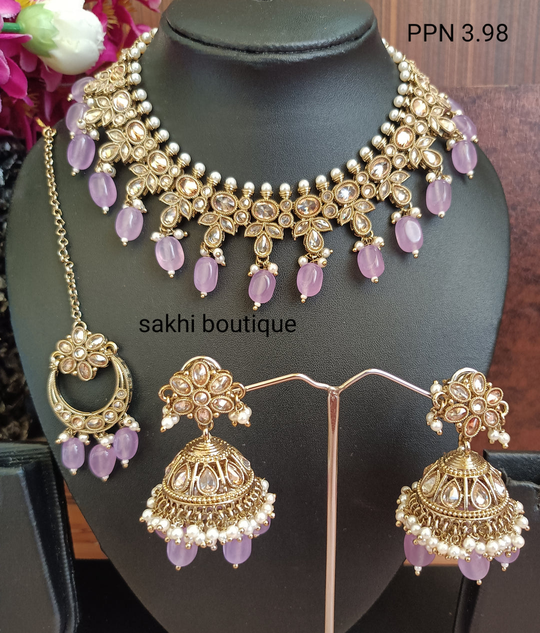 (6-32-NS15) Polki Monalisa Stone Combo Necklace Set