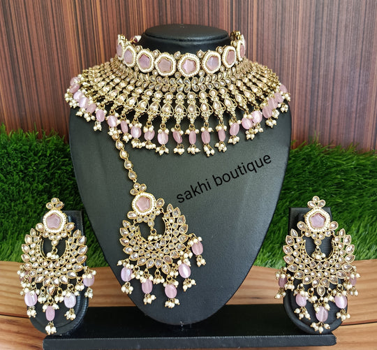 (4-32-NS11) Sabyasachi Inspired Polki Bridal Statement Set