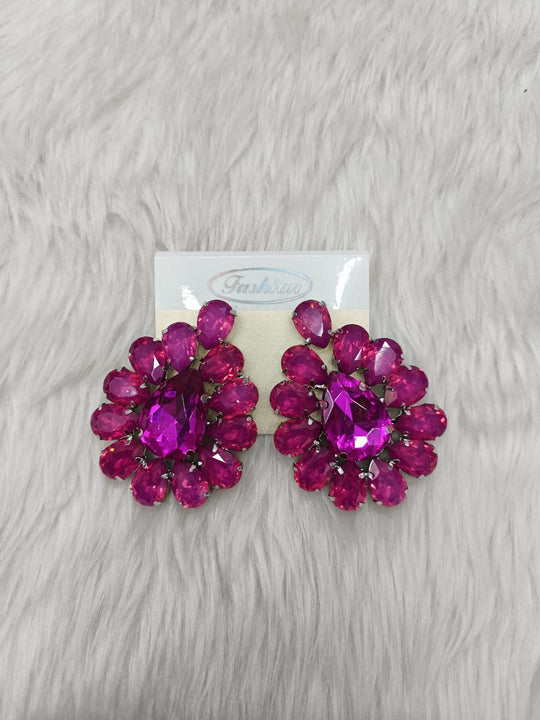 (9-18-ER13) Glass Stone Earring