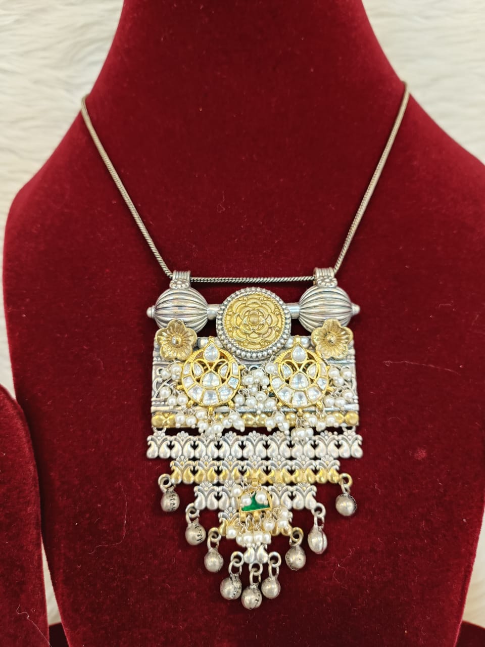 (8-18-NS15) SLA With Premium Pachi Kundan Fusion Pendent Set