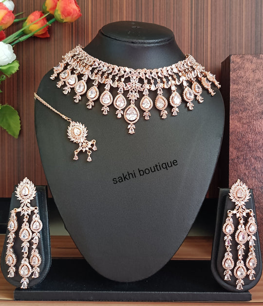 (4-33-NS1) Sabhyasachi inspired AD & Monalisa Combo Necklace Set