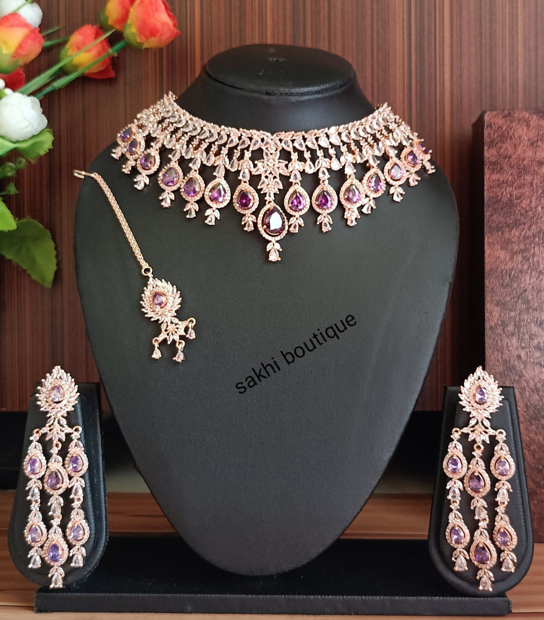 (4-33-NS1) Sabhyasachi inspired AD & Monalisa Combo Necklace Set