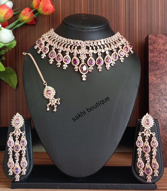 (4-33-NS1) Sabhyasachi inspired AD & Monalisa Combo Necklace Set