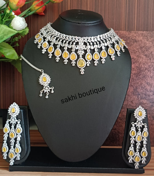 (4-33-NS1) Sabhyasachi inspired AD & Monalisa Combo Necklace Set