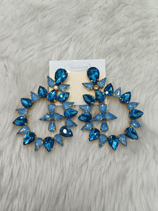 (9-18-ER12) Glass Stone Earring