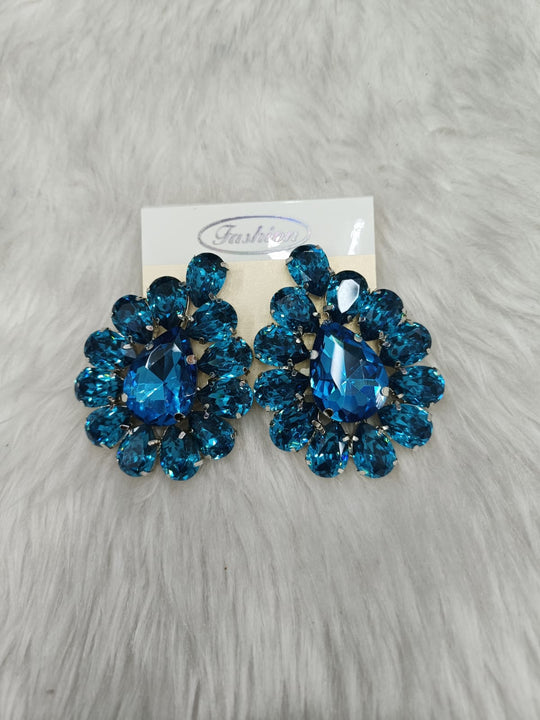 (9-18-ER13) Glass Stone Earring