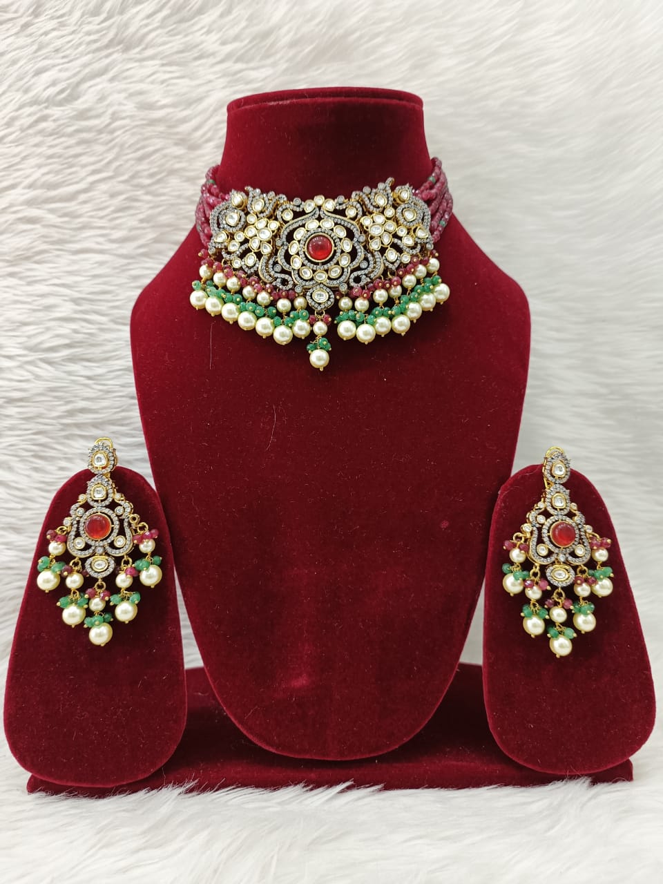 (3-18-NS19) Tyaani Kundan With AD Diamond Exclusive Necklace