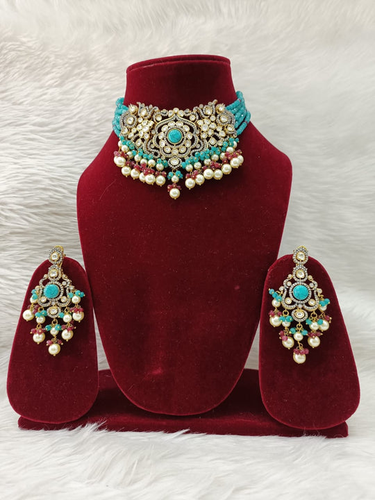 (3-18-NS19) Tyaani Kundan With AD Diamond Exclusive Necklace