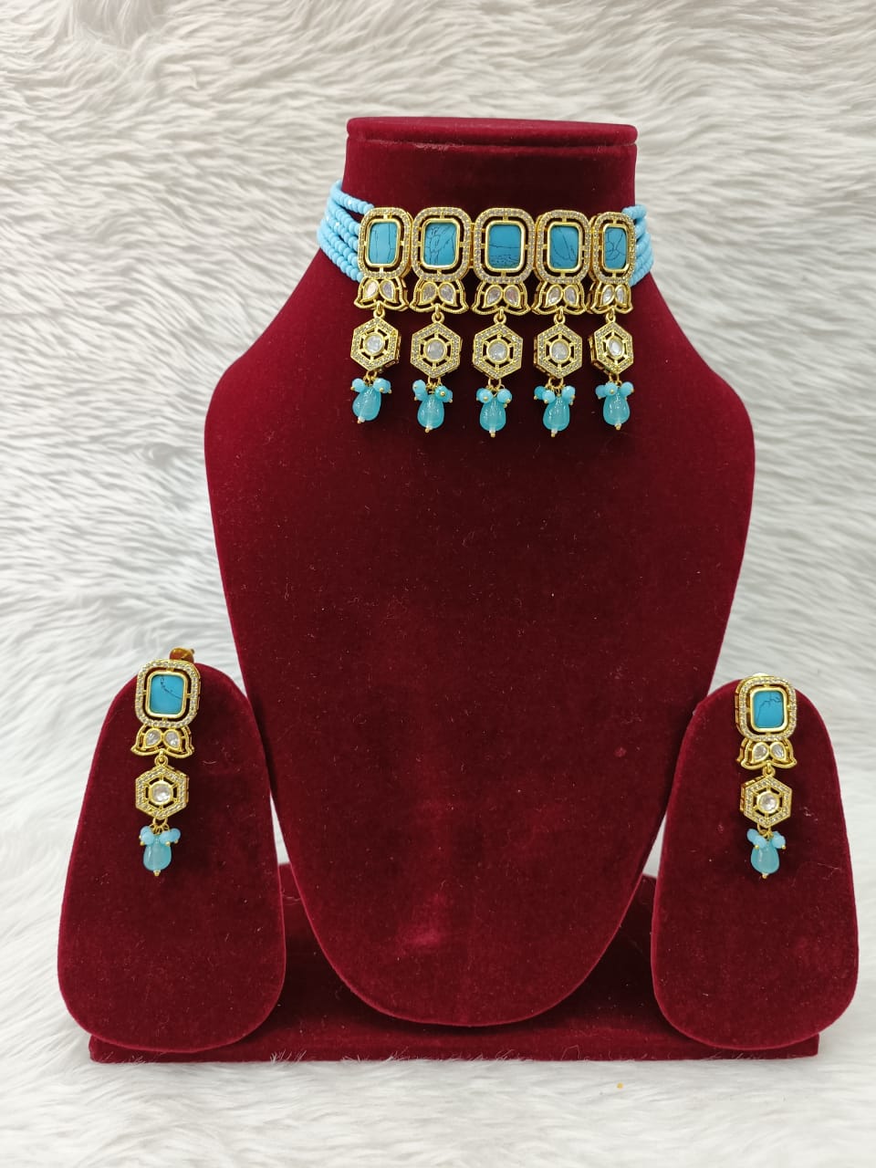 (3-18-NS12) Tyaani Kundan Monalisa Stone AD Choker