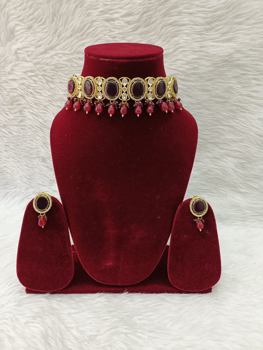 (3-18-NS10) Tayani Kundan Monalisa stone Choker