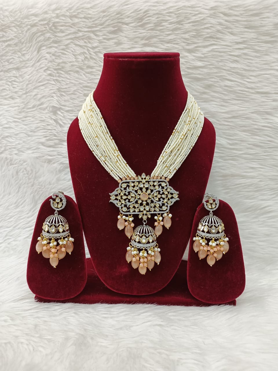 (3-18-NS5) Tyaani kundan Beads Statement Mala