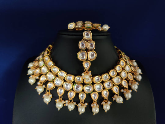 (1-3-NS25) AC Kundan Two Line Beads Necklace