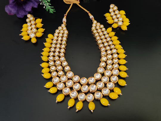 (1-3-NS16) AC Kundan Three Layered Long Necklace