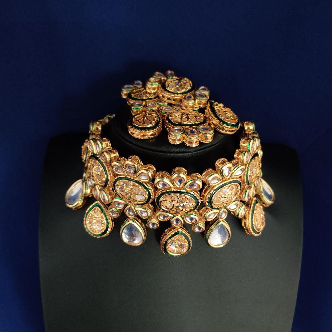 (1-3-NS17) AC Carve Kundan Bridal Combo Choker