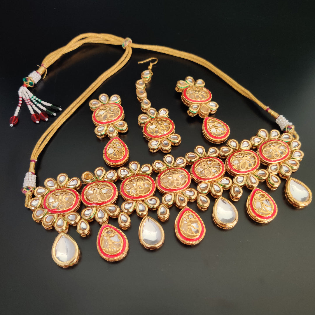 (1-3-NS17) AC Carve Kundan Bridal Combo Choker