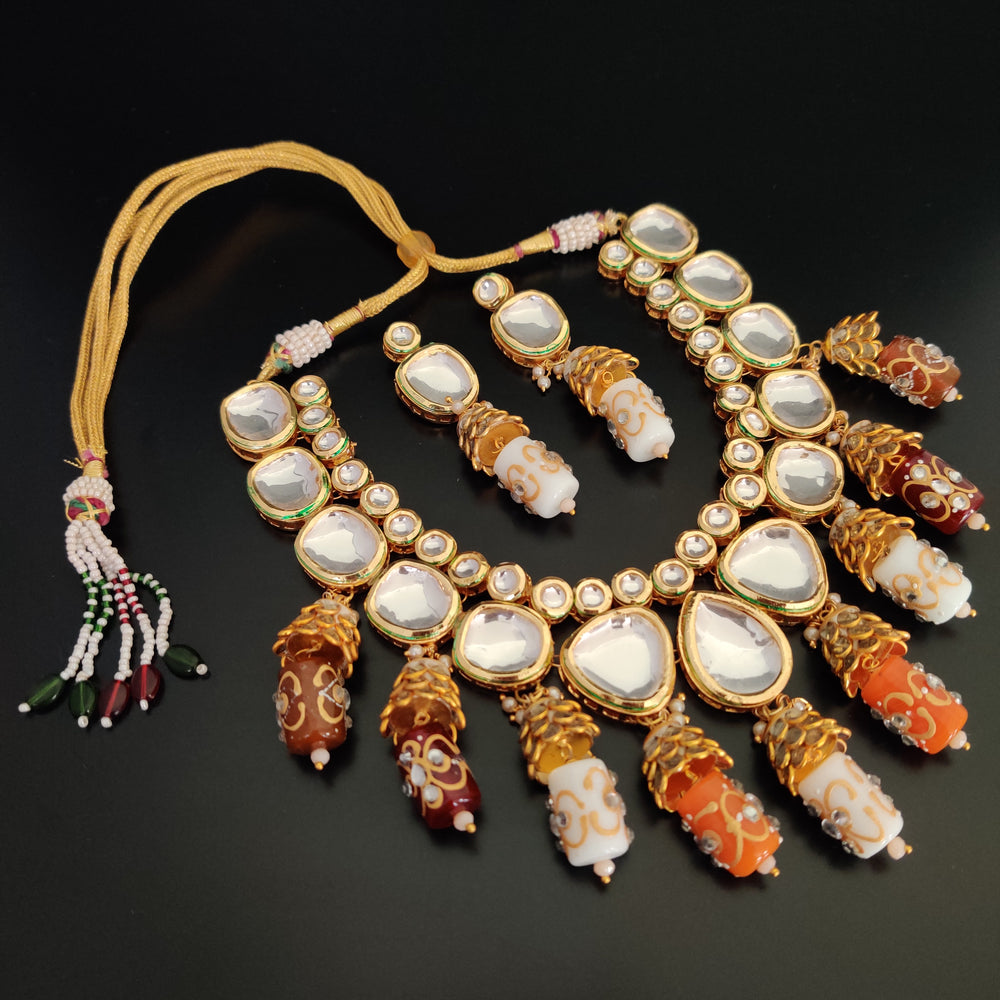 (1-3-NS18) AC Kundan Tanjore Beads Necklace Set