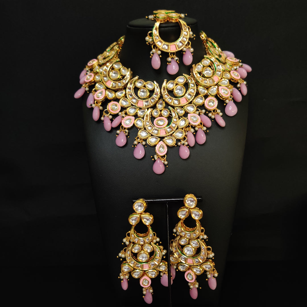 (4-3-NS2) AC Kundan Beads Statement Necklace