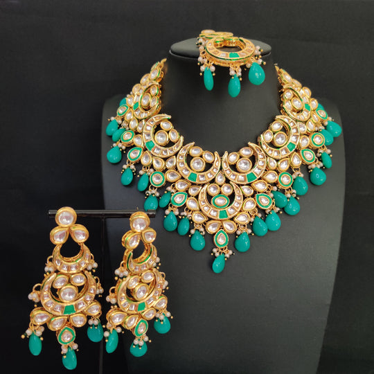 (4-3-NS2) AC Kundan Beads Statement Necklace